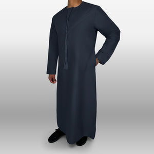 Premium Emirati Thobe — Navy Blue
