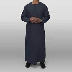 Premium Emirati Thobe — Navy Blue